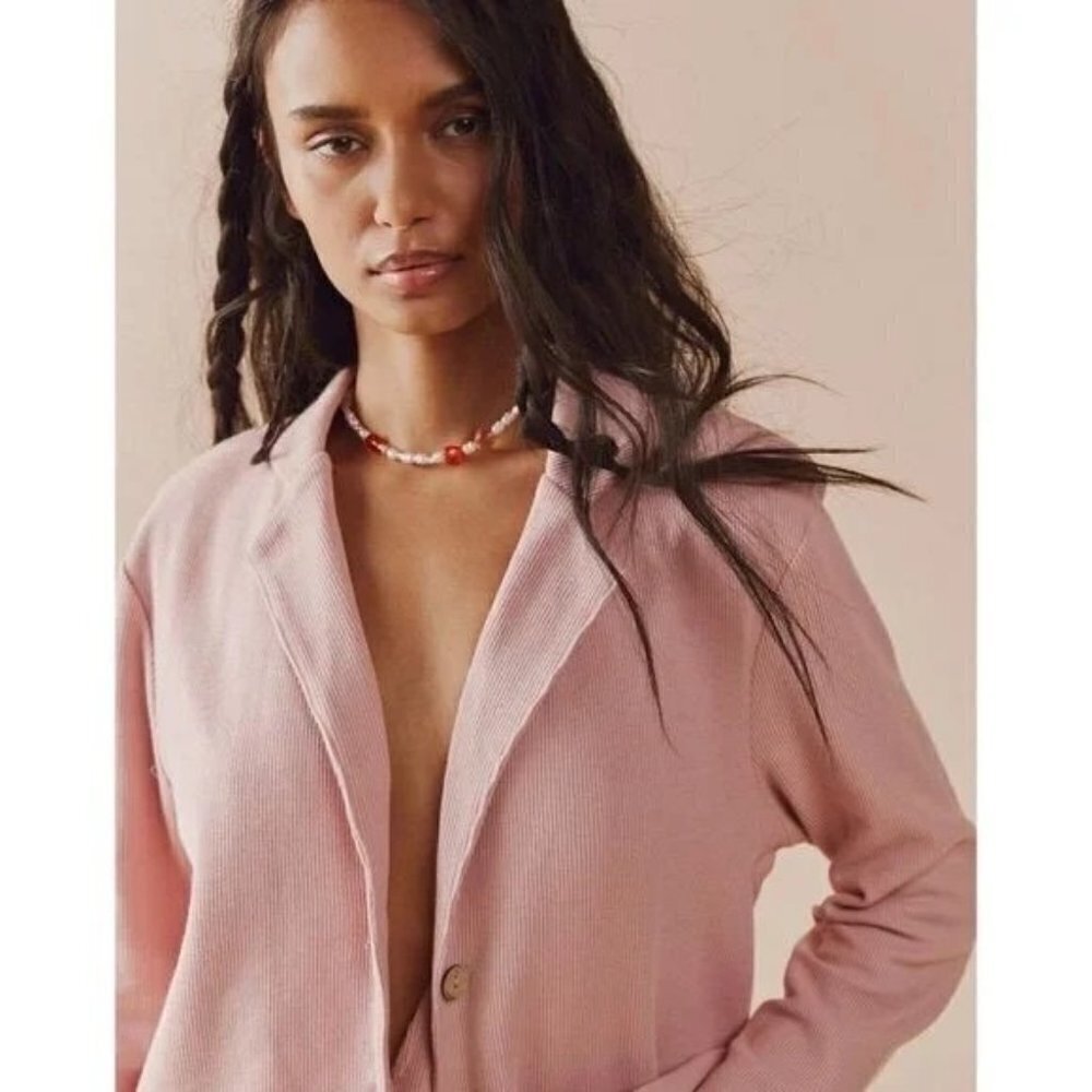 Free People PP Beach Lizzie Blazer Pink Romper One Piece Dress Size S NWT - Picture 3 of 9